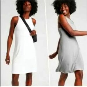 Athleta Santorini High Neck Reversible dress sz XLT Bright White/Grey Heather